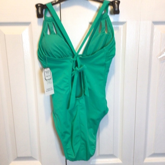 Time And Tru Womens Green Keyhole Cutout One Piece Swimsuit size XS (0-2) - Picture 6 of 9